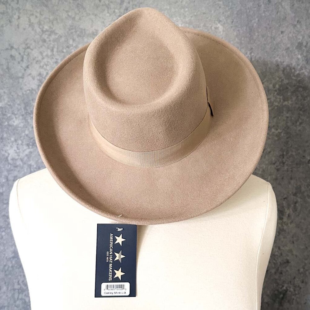 American Hat Makers Oakley Crushable Wool Felt Teardrop Fedora, NWT - Picture 2 of 3